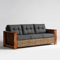 3-osobowa sofa ogrodowa grafitowo-brązowa 180 x 80 x 85 cm z drewna akacjowego i plecionki PE