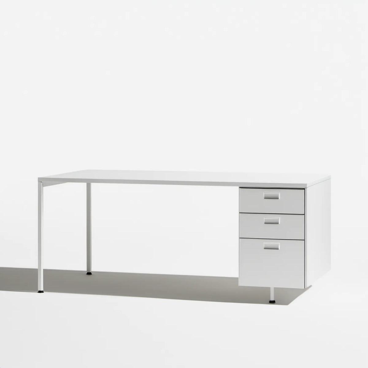 Białe biurko stalowe z 3 szufladami 140 x 60 x 74 cm