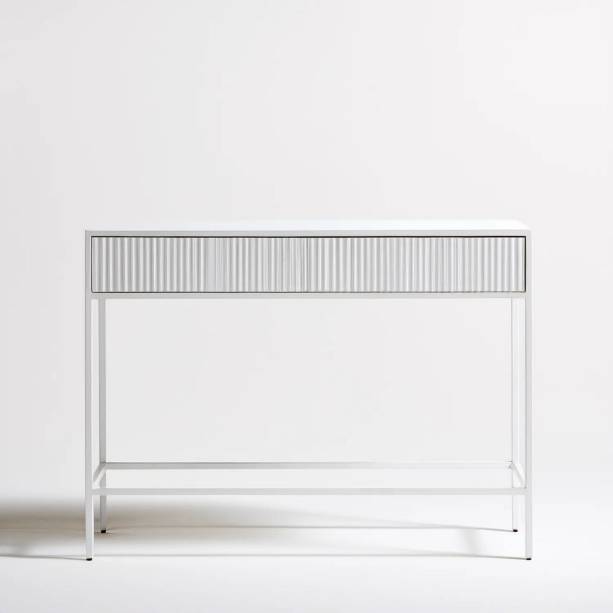 Białe biurko prostokątne z szufladą 120 x 60 x 75 cm, MDF i stal
