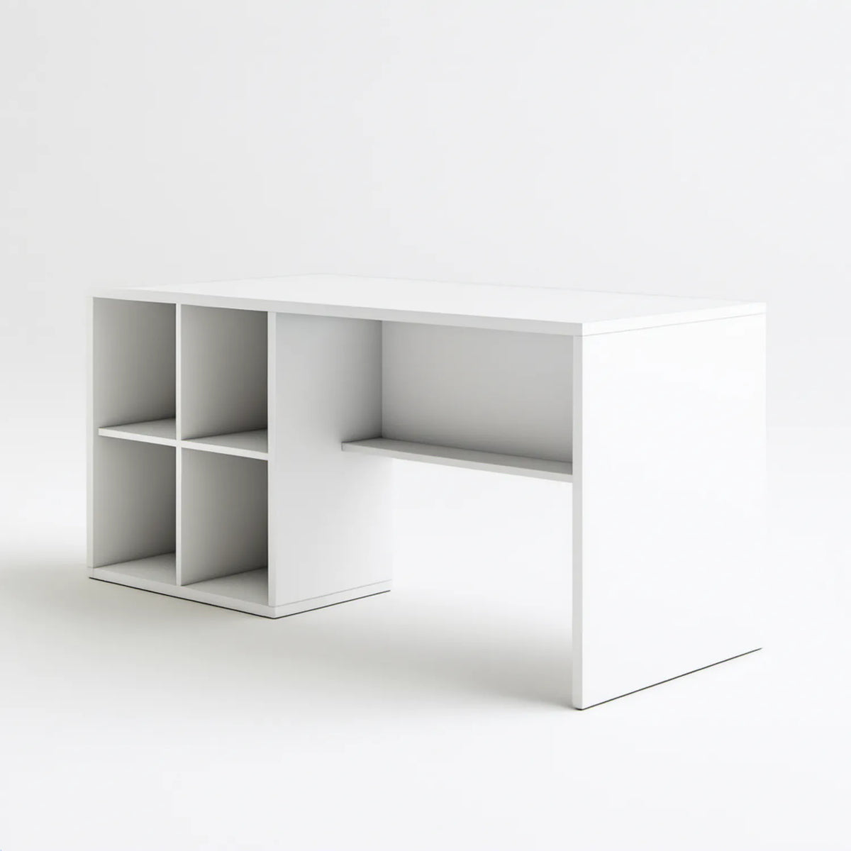 Białe biurko z regałem 120 x 60 x 75 cm z laminowanej płyty wiórowej